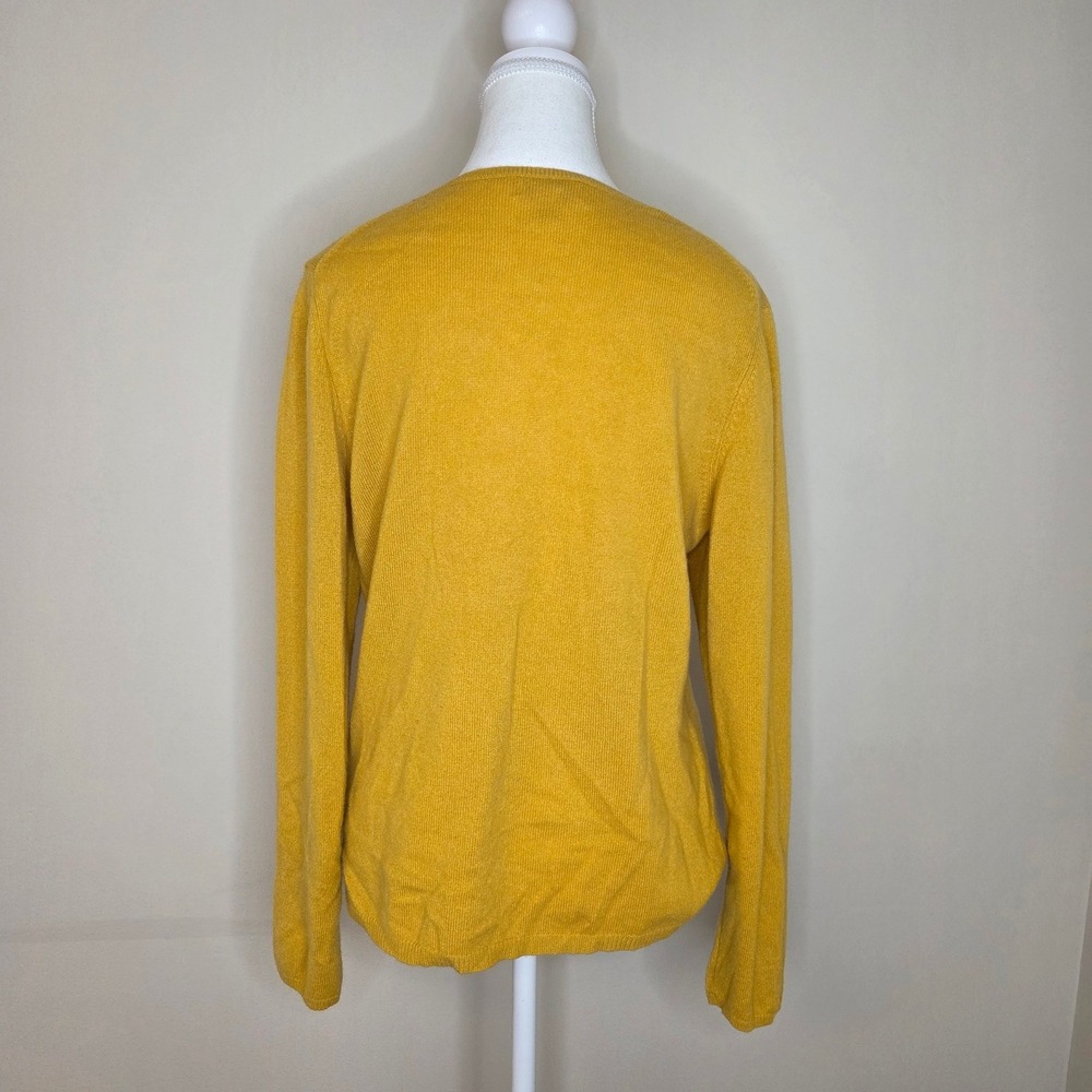 Charter‎ Club Yellow 100% Cashmere V-Neck Sweater 2-Ply Soft Knit Luxury Size L - Picture 3 of 4